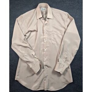 Bettina Womens Beige Dress Shirt Long Sleeve Button Up Classic Fit AOP